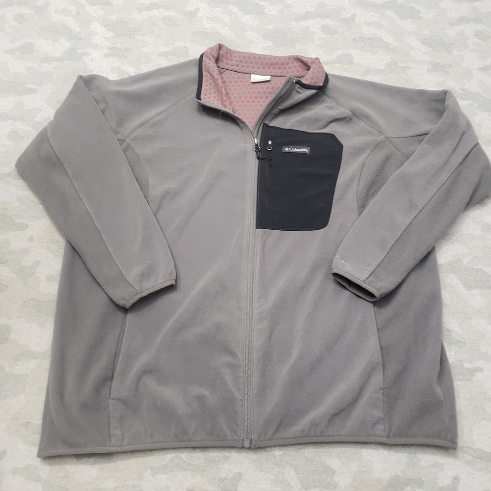Columbia Sweatshirt Womens 2x Gray Fleece Pockets Full Zip Long Sleeve